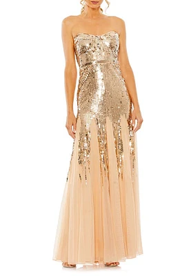 Mac Duggal Strapless Sequin Mesh Gown at Nordstrom,