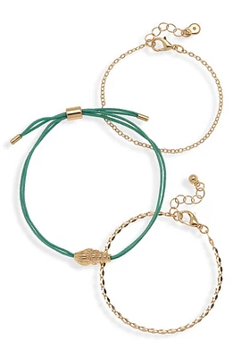 BP. Set of 3 Bracelets in Gold- Green at Nordstrom