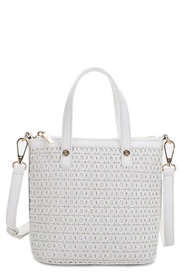 Mali + Lili Mia Mini Woven Vegan Leather Crossbody Tote in White at Nordstrom