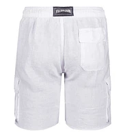 Vilebrequin Men's Linen Bermuda Cargo Pockets Shorts in Blanc at Nordstrom