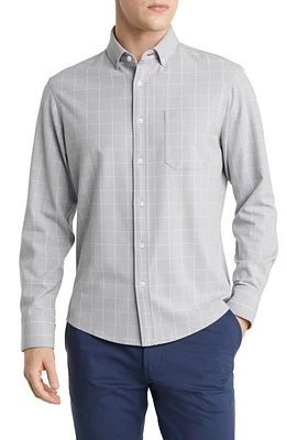 Mizzen+Main City Trim Fit Aluminum Check Flannel Button-Down Shirt Gray at Nordstrom,