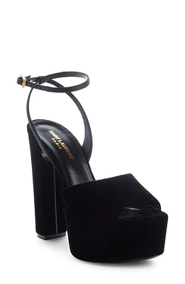 Saint Laurent Jodie Platform Ankle Strap Sandal Nero/Nero at Nordstrom,