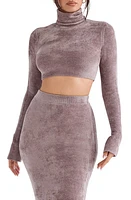 HOUSE OF CB Suri Crop Chenille Turtleneck Sweater at Nordstrom,