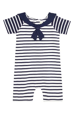 JOJO MAMAN BEBE Classic Breton Stripe Romper White Navy at Nordstrom,