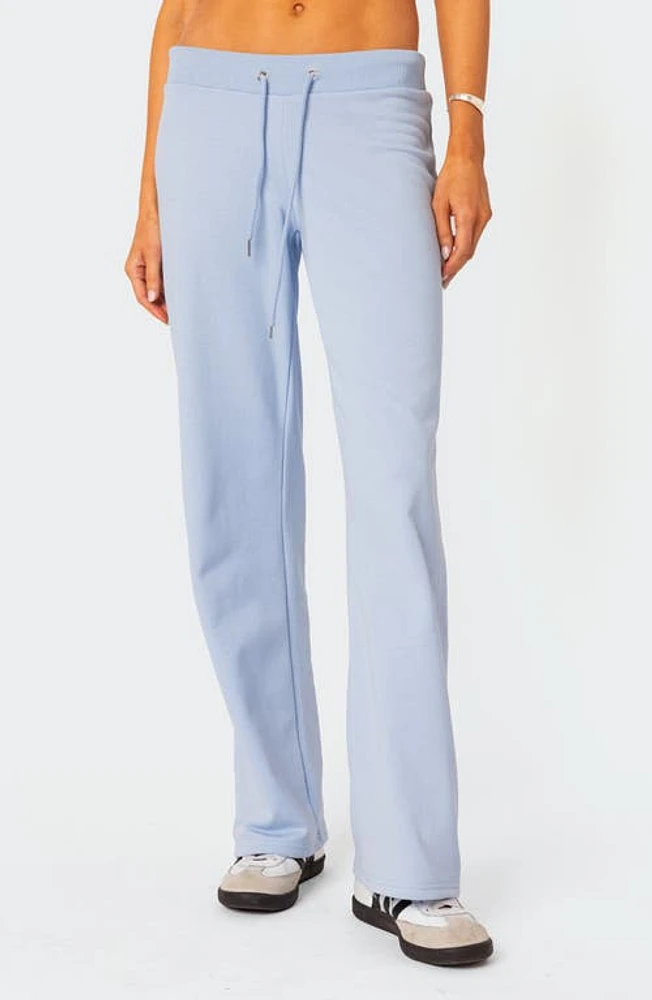 EDIKTED Quinn Cotton Blend Straight Leg Sweatpants Light-Blue at Nordstrom,