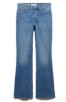 MANGO Raw Hem Flare Jeans Medium Blue at Nordstrom,