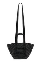 AllSaints Celayne Straw Mini Tote in Black at Nordstrom