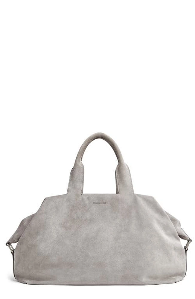 ZEGNA Suede Duffle Bag in Light Grey at Nordstrom