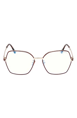 TOM FORD 56mm Butterfly Blue Light Blocking Glasses in Shiny Rose Gold at Nordstrom