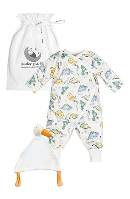 Under the Nile Dino Organic Cotton One-Piece Pajamas & Toy Set in Multi at Nordstrom