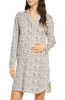 Belabumbum Luxe Animal Print Maternity/Nursing Nightshirt in Leopard Print at Nordstrom, Size X-Large