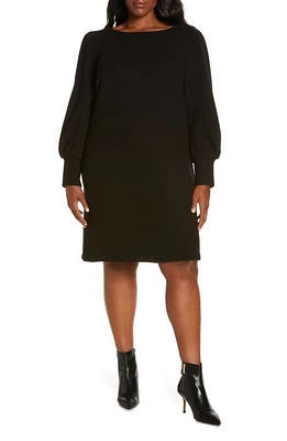 Julia Jordan Rib Boat Neck Long Sleeve Sweater Dress Black at Nordstrom,