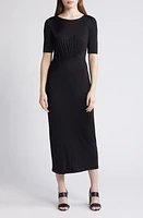 BOSS Etalicy Short Sleeve Midi Dress Black at Nordstrom,