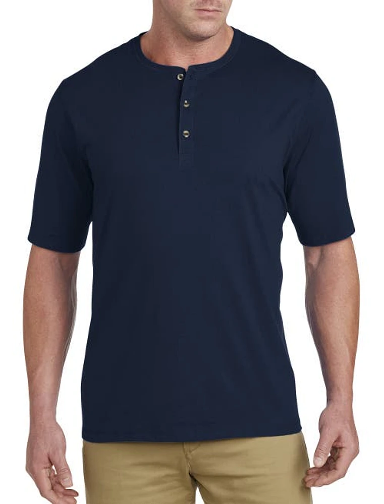 Harbor Bay by DXL Wicking Jersey Henley Shirt Navy at Nordstrom,