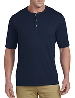 Harbor Bay by DXL Wicking Jersey Henley Shirt Navy at Nordstrom,