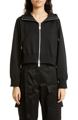 Sacai Cotton Jersey Hoodie in Black at Nordstrom, Size 3