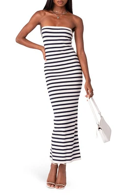 EDIKTED Stripe Strapless Rib Sweater Dress Mix at Nordstrom,