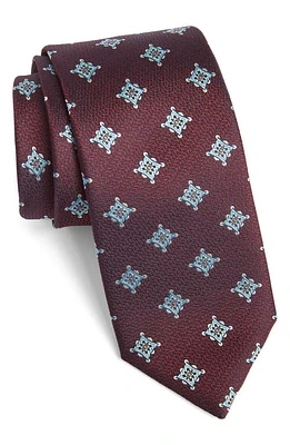 Canali Medallion Silk Tie in Dark Red at Nordstrom