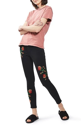 Topshop Jamie Embroidered Skinny Jeans in Black at Nordstrom, Size 32 X 28