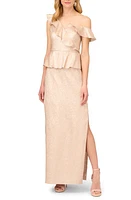 Aidan Mattox by Adrianna Papell Lamé Asymmetric Column Gown Taupe at Nordstrom,