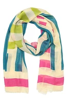 Kurt Geiger London Mixed Stripe Oblong Scarf in Bone Multi at Nordstrom