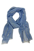 Cole Haan Metallic Stripe Oblong Scarf in Vista Blue at Nordstrom