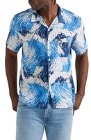 Lee Wave Print Camp Shirt Atlantic Water at Nordstrom,