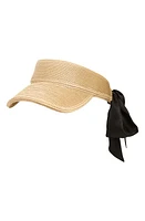 Saint Laurent Scarf Tie Straw Visor in Beige at Nordstrom, Size 57 Eu