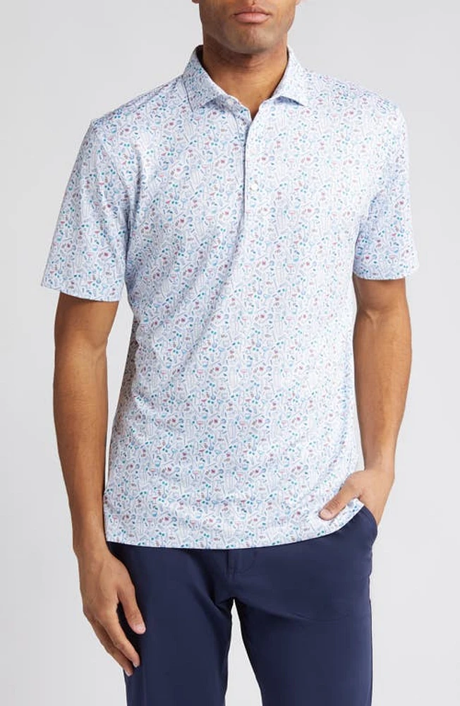 johnnie-O Cocktail Chemistry Print Performance Polo in White at Nordstrom, Size Small