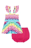 Posh Peanut Kids' Rainbow Butterfly Smocked Top & Bloomers Set Pink/white at Nordstrom,