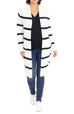 Angel Maternity Stripe Cardigan Beige at Nordstrom,