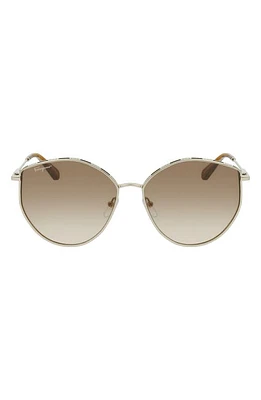 FERRAGAMO Gancini Tea Cup 59mm Gradient Round Sunglasses in Gold/Caramel at Nordstrom