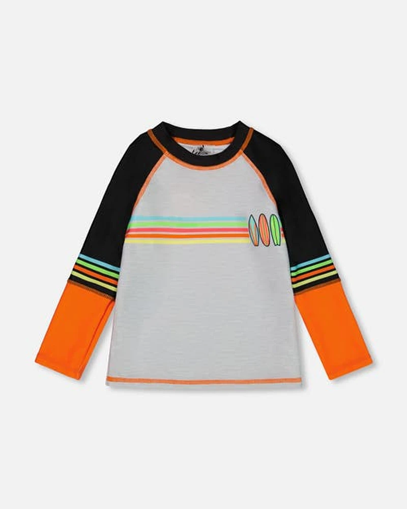 Deux Par Deux Boy's Long Sleeve Rashguard Gray at Nordstrom