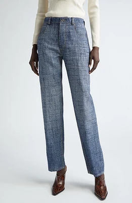 Bottega Veneta Denim Print Straight Leg Pants Indigo/White at Nordstrom, Us