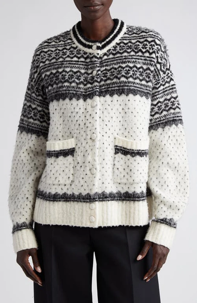 Altuzarra Forster Fair Isle Merino Wool Blend Cardigan in Ivory Norwegian Fairisle at Nordstrom, Size X-Large