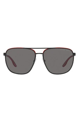 Prada Linea Rossa 62mm Polarized Oversize Pilot Sunglasses in Black Red at Nordstrom