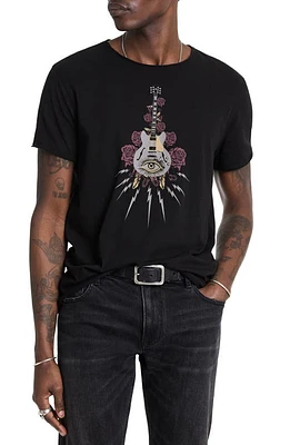 John Varvatos Guitar Cotton Graphic T-Shirt Black at Nordstrom,