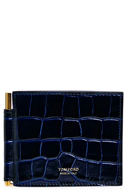 TOM FORD T-Line Croc Embossed Leather Money Clip Wallet in Royal Blue at Nordstrom