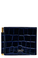 TOM FORD T-Line Croc Embossed Leather Money Clip Wallet in Royal Blue at Nordstrom