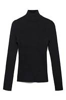 MANGO Rib Turtleneck Sweater Black at Nordstrom,