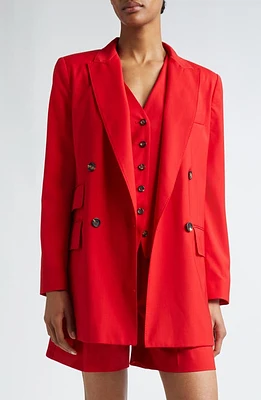 Max Mara Nebbie Double Breasted Virgin Wool Blazer Red at Nordstrom,