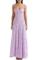 HOUSE OF CB Seren Blush Sheer Lace-Up Back Gown at Nordstrom,