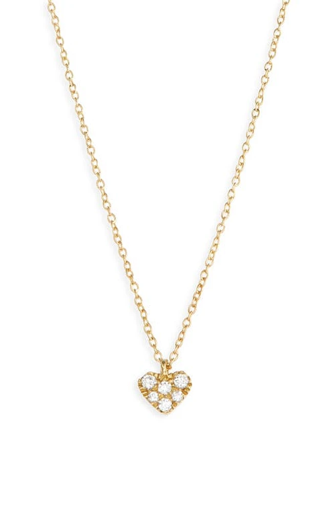 Bony Levy Simple Obsession Pavé Diamond Heart Pendant Necklace in 18K Yellow Gold at Nordstrom, Size 18 Us