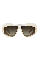 Loewe Double Frame 47mm Small Cat Eye Sunglasses in Ivory /Gradient Brown at Nordstrom