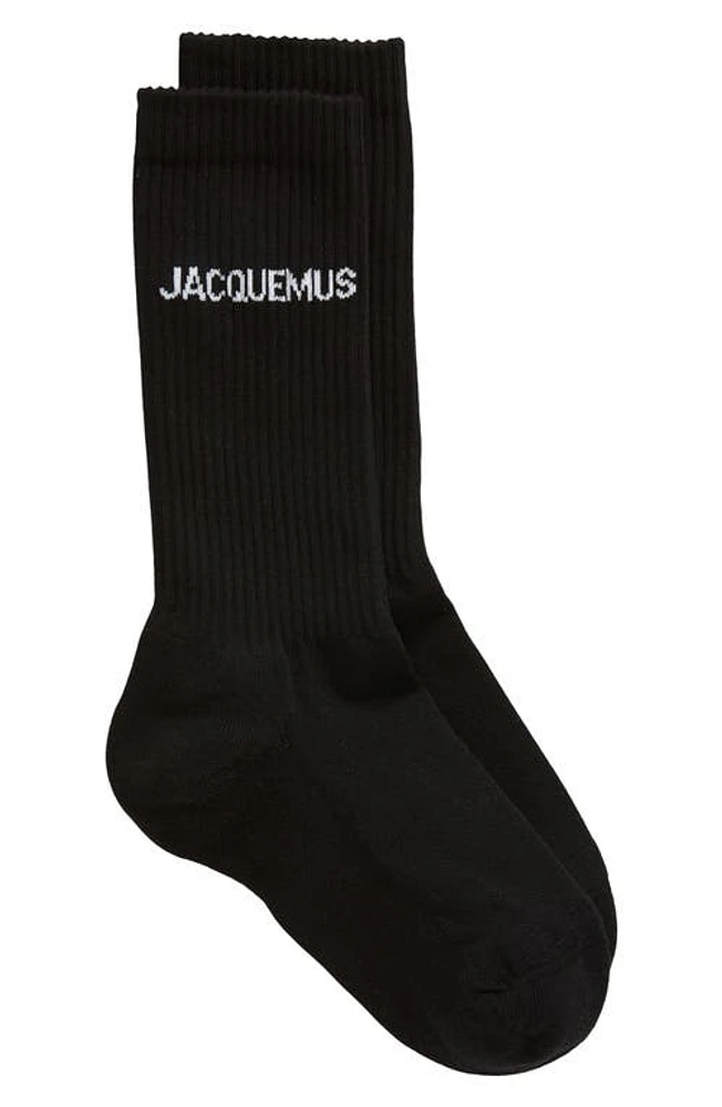 Jacquemus Les Chaussettes Logo Jacquard Cotton Blend Crew Socks at Nordstrom,