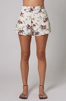 Rolla's Mirage Floral High Waist Denim Shorts Cream at Nordstrom,