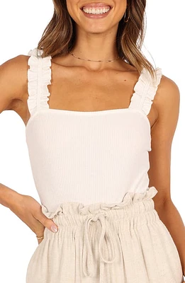 Petal & Pup Heidi Ruffle Strap Tank Bodysuit White at Nordstrom,