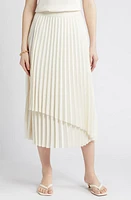 Nordstrom Pleated Asymmetric Hem Midi Skirt at Nordstrom,