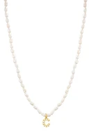 st. Moran Initial Freshwater Pearl Beaded Necklace in White