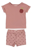 Manière Berry Rib Knit Top & Shorts Set Mauve at Nordstrom,